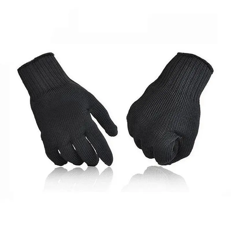 1 Pair Anti Cutting Gloves Black Self Defense Gloves Steel Wire Metal Mesh Gloves Security Protection Wear Resistant Work Gloves