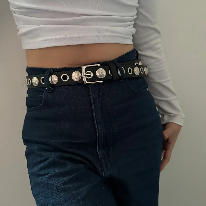 Unisex Fashion Women's Leather Belt Female Gothic Rivet Jeans Belts Male Heavy Punk Decoration Hit Hop Men's Waistband Girdle
