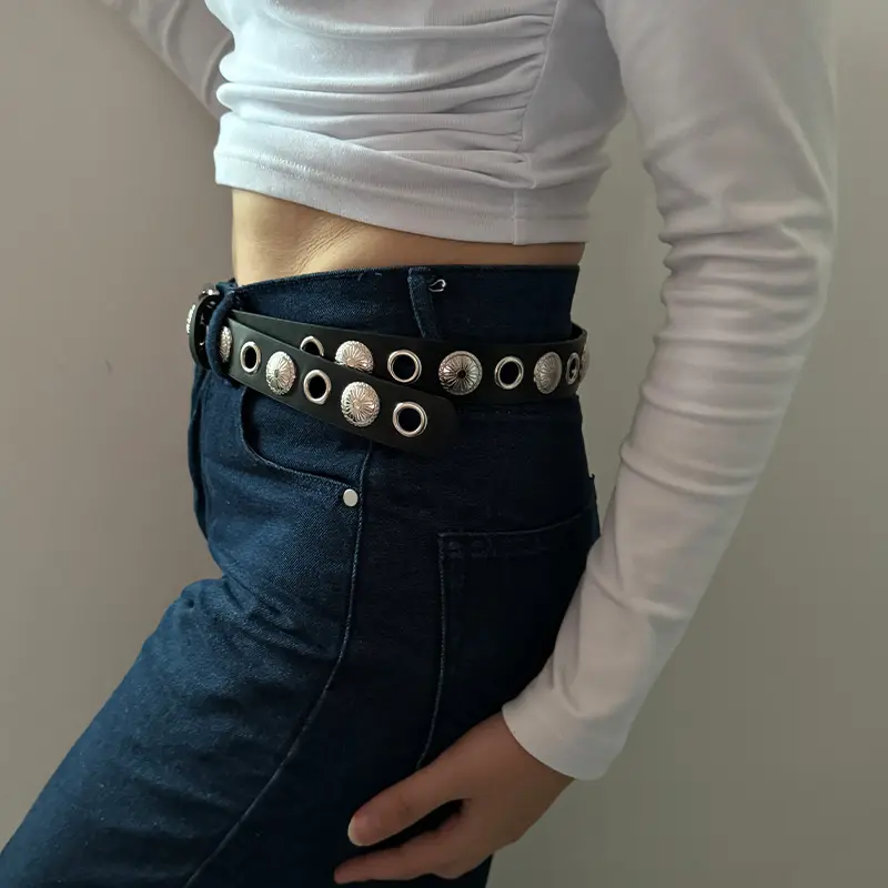 Unisex Fashion Women's Leather Belt Female Gothic Rivet Jeans Belts Male Heavy Punk Decoration Hit Hop Men's Waistband Girdle