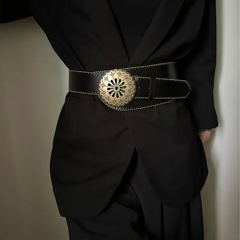 Western Cowboy Cowgirl Corset Leather belt for Women Punk Gothic Desiner Retro Waistband Female Girdles wide Dress Jeans belt