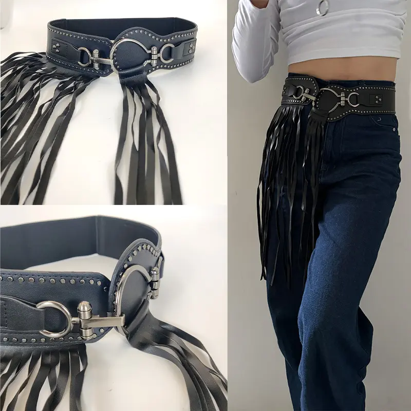 Women Punk Long Tassel Waist Chain Leather Body Belt Girl Party Night Club Body Jewelry Waist Belly Belt Dancing Strap Belt