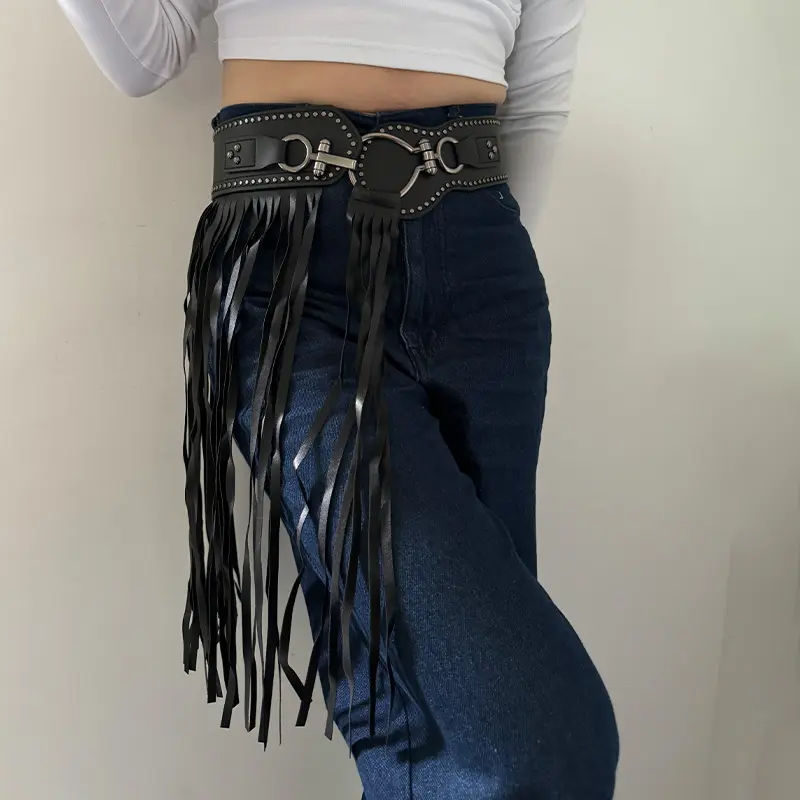 Women Punk Long Tassel Waist Chain Leather Body Belt Girl Party Night Club Body Jewelry Waist Belly Belt Dancing Strap Belt