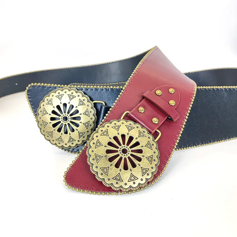 Western Cowboy Cowgirl Corset Leather belt for Women Punk Gothic Desiner Retro Waistband Female Girdles wide Dress Jeans belt