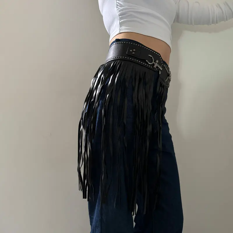 Women Punk Long Tassel Waist Chain Leather Body Belt Girl Party Night Club Body Jewelry Waist Belly Belt Dancing Strap Belt