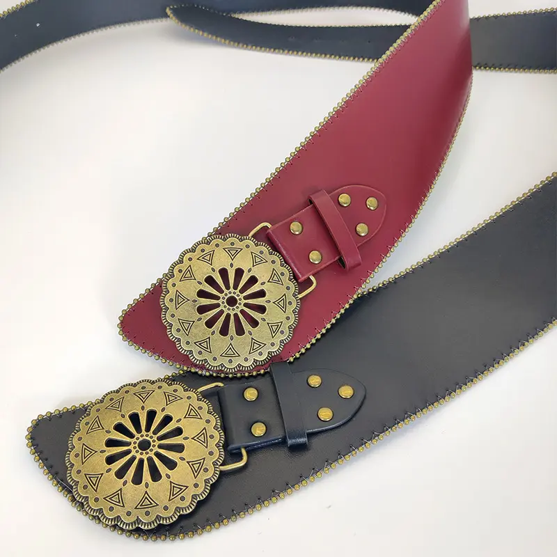 Western Cowboy Cowgirl Corset Leather belt for Women Punk Gothic Desiner Retro Waistband Female Girdles wide Dress Jeans belt