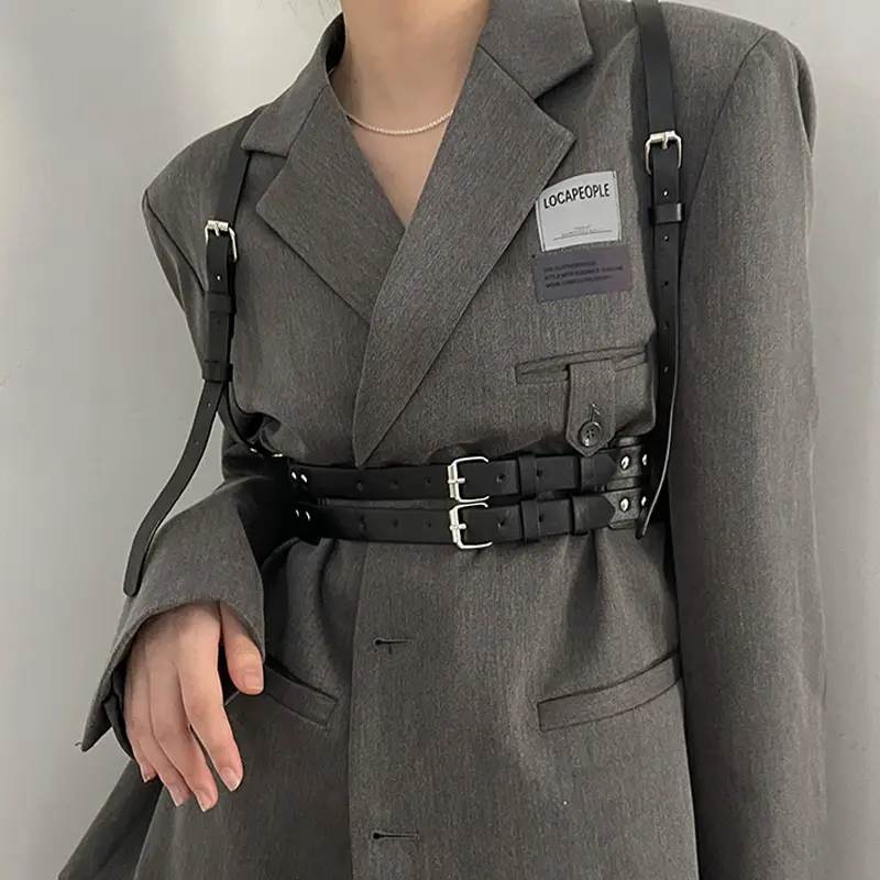 Punk Gothic Strap Belt Female DJ Nightclub Shirt Belts For Women Harness Long Corset Waistband Adjustable Dress Accessories