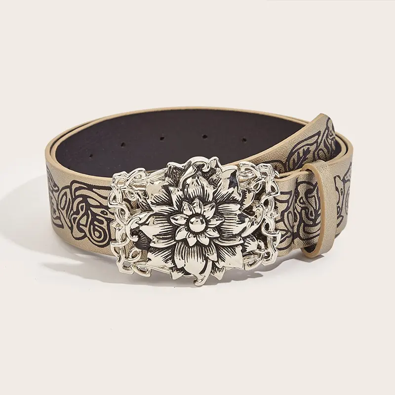 Punk Style Personality Retro Embossed Flower Belt y2k Spicy Girl Versatile Gothic Belts For Women Unisex Jean's Waistband