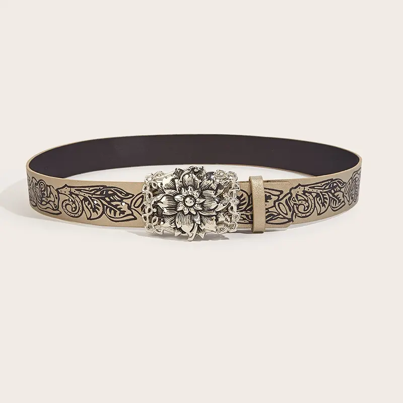 Punk Style Personality Retro Embossed Flower Belt y2k Spicy Girl Versatile Gothic Belts For Women Unisex Jean's Waistband