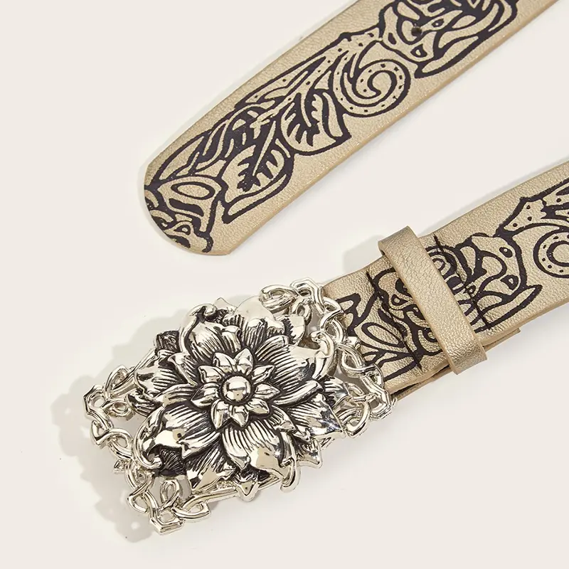 Punk Style Personality Retro Embossed Flower Belt y2k Spicy Girl Versatile Gothic Belts For Women Unisex Jean's Waistband
