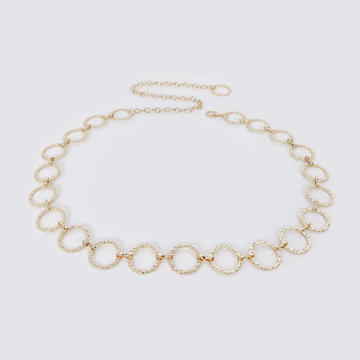 Elegant ladies metal waist chain Gold round body chain sexy Waistband Pants Classic circle Belts for Women Hip Hop Style