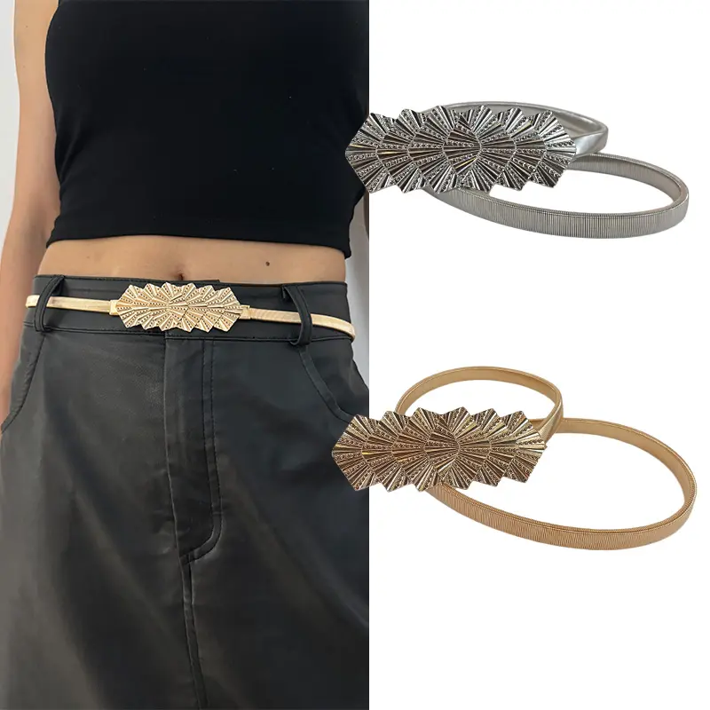 Elastic Gold Chain Belt Female Waist Punk Y2K Silver Metal Rhinestone Belts For Women High Quality Luxury Golden Waistband