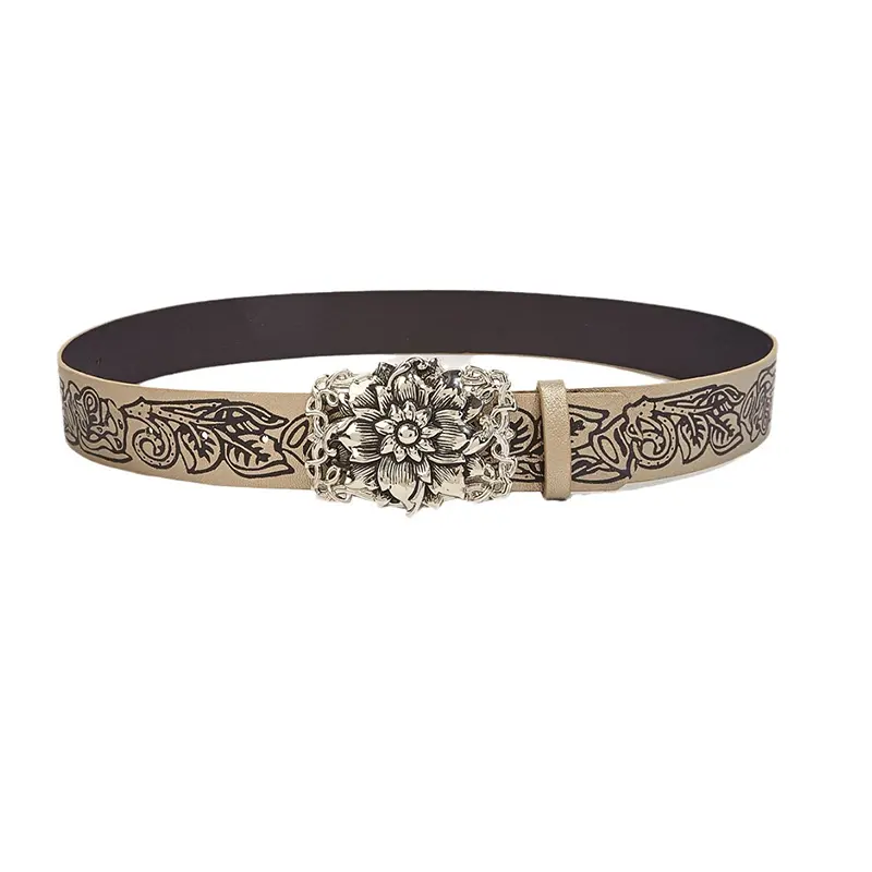 Punk Style Personality Retro Embossed Flower Belt y2k Spicy Girl Versatile Gothic Belts For Women Unisex Jean's Waistband