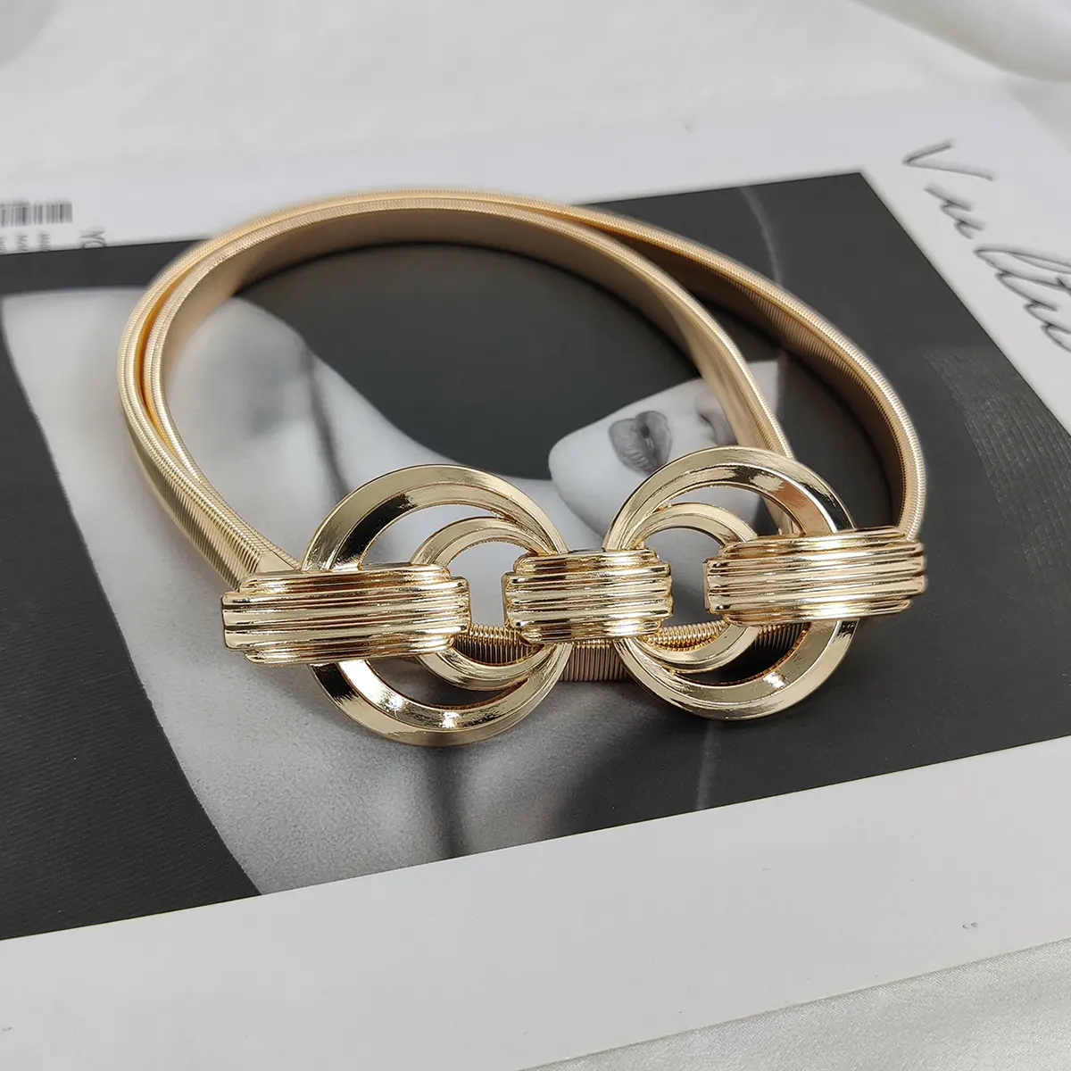 Fashion Elastic Gold Chain Belt Waist Designer Belts For Women High Quality Luxury Brand Stretch Waistband Dress Metal Riem