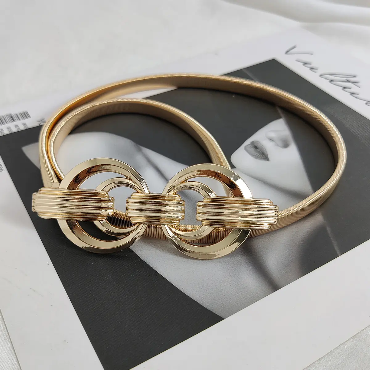 Fashion Elastic Gold Chain Belt Waist Designer Belts For Women High Quality Luxury Brand Stretch Waistband Dress Metal Riem