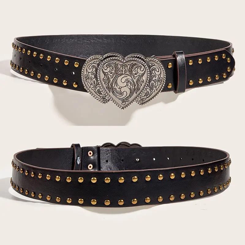 Designer Belts For Women High-end Luxury Brands Y2k Female belt Pink Punk Gothic Waistband Vintage Heart Women's belt Jeans