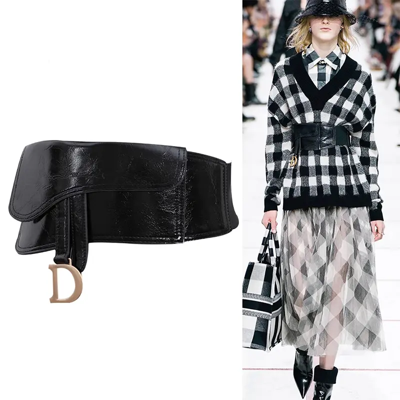 Wide elastic belt for Women waist straps D decorative Black corset cummerbund Waistband luxury brands Women's belt  female