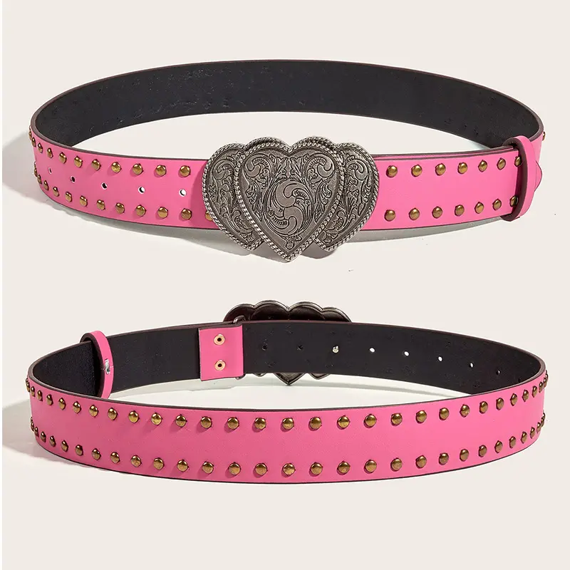 Designer Belts For Women High-end Luxury Brands Y2k Female belt Pink Punk Gothic Waistband Vintage Heart Women's belt Jeans