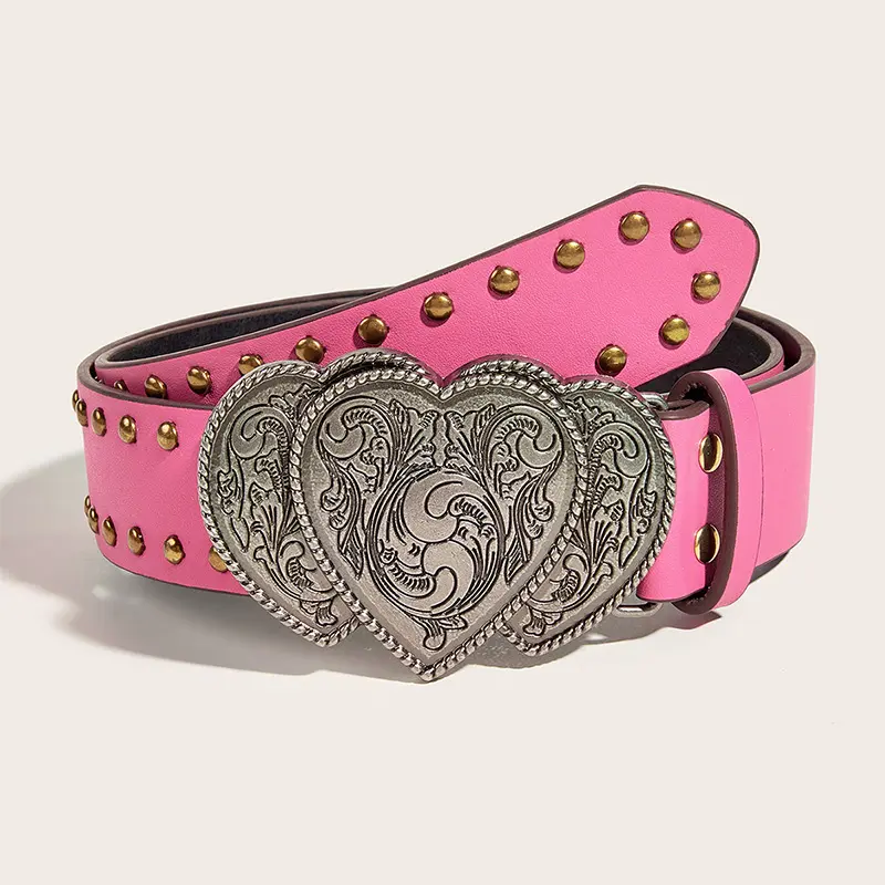 Designer Belts For Women High-end Luxury Brands Y2k Female belt Pink Punk Gothic Waistband Vintage Heart Women's belt Jeans
