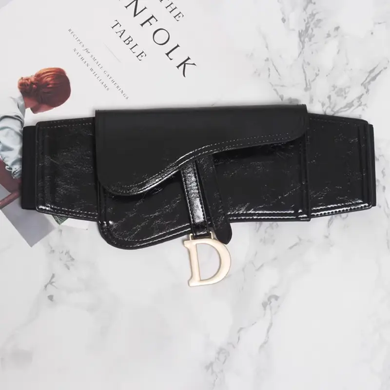 Wide elastic belt for Women waist straps D decorative Black corset cummerbund Waistband luxury brands Women's belt  female