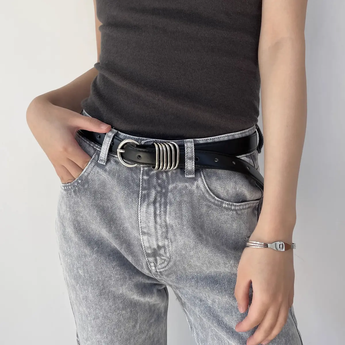 Unisex Men's leather Belt male High-end luxury brands Gothic Punk Y2K belt For Woman Fashion Elegant Jeans Waistband Female