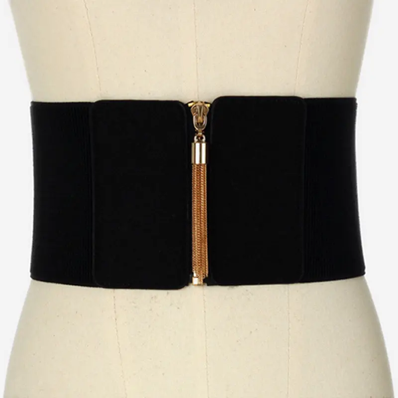 Wide Plus Size Female Corset Belt Ladies Designer Belts For Women High Quality Big Stretch Cummerbunds Elastic Waistband Gold