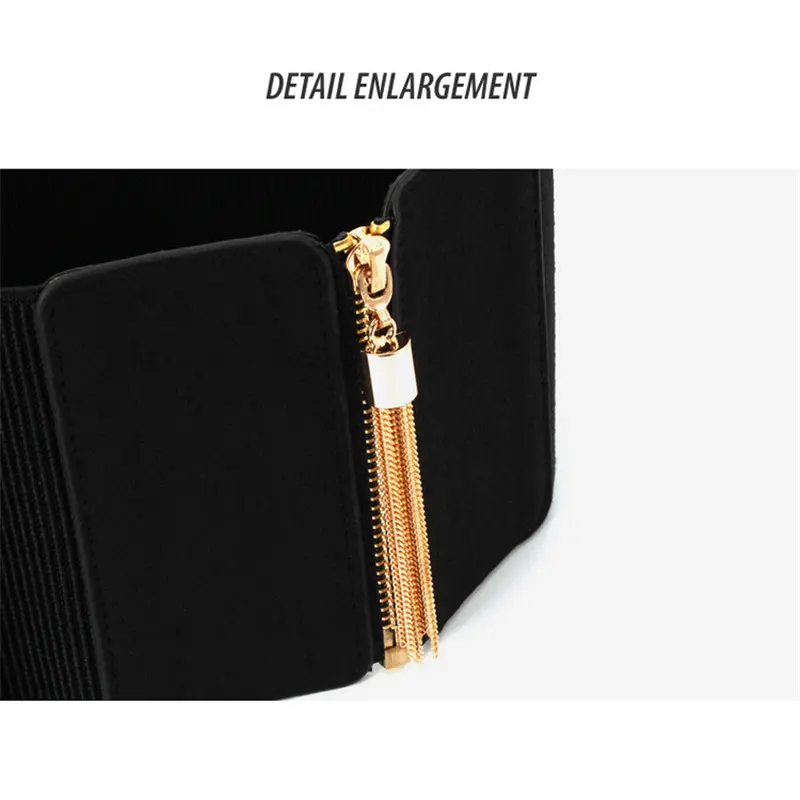 Wide Plus Size Female Corset Belt Ladies Designer Belts For Women High Quality Big Stretch Cummerbunds Elastic Waistband Gold