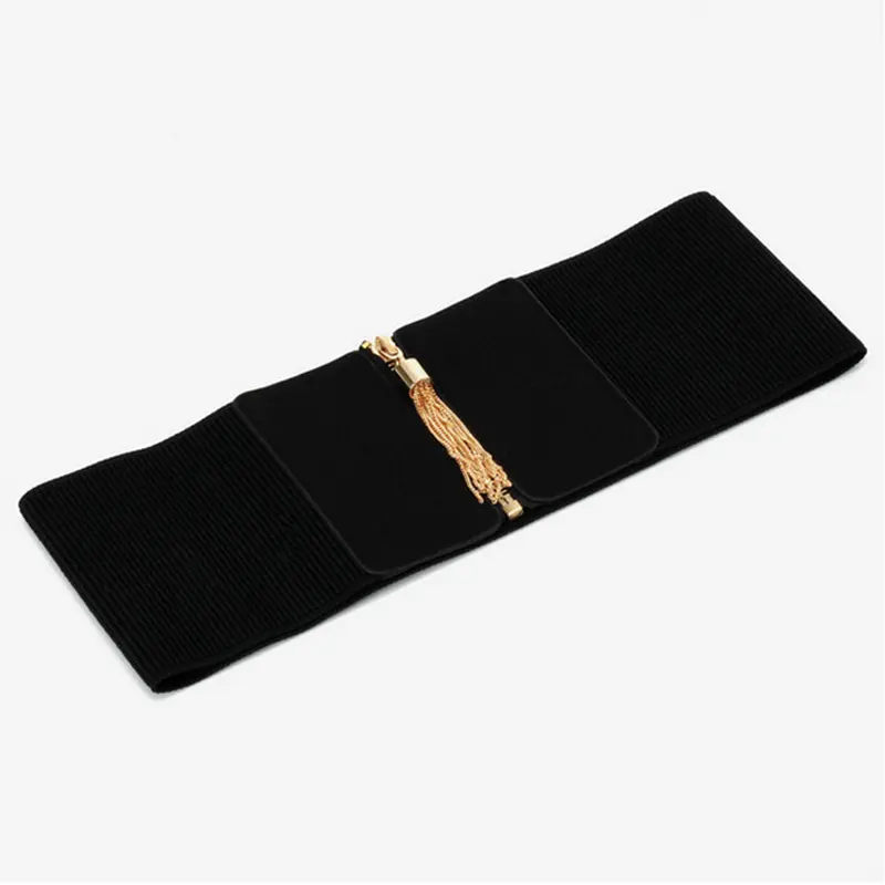 Wide Plus Size Female Corset Belt Ladies Designer Belts For Women High Quality Big Stretch Cummerbunds Elastic Waistband Gold