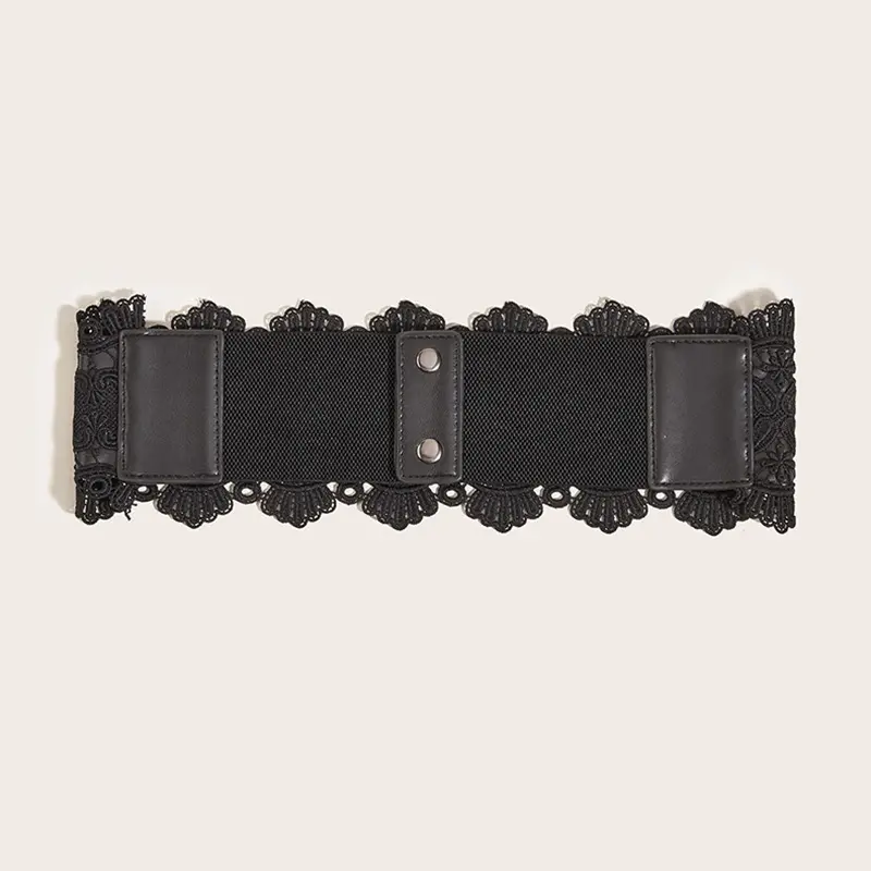 Wide Lace Corset Belts For Women Plus Size Black Belt Female Luxury Brands Punk Gothic Cummerbunds Y2K Waistband Elegant Belt
