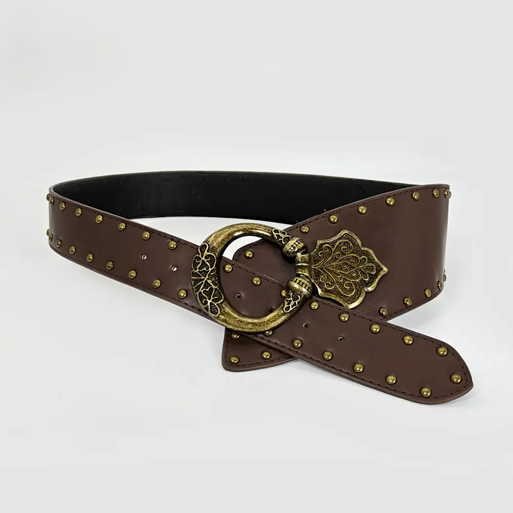 Western Cowboy Cowgirl Corset belt for Women Punk Gothic decorative Leopard Wild Waistband Female women's retro rivet wide belt