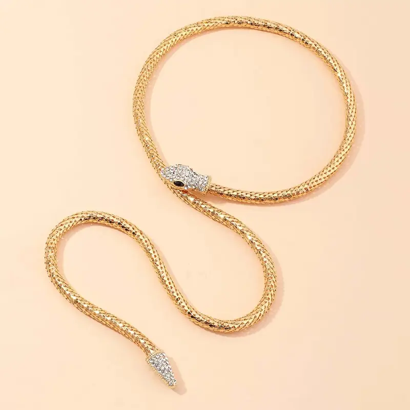 Fashion Golden Chain Belt Magnet Snake Strass Waistband Female Designer Belts For Women Luxury Brand Punk Neck Accessory