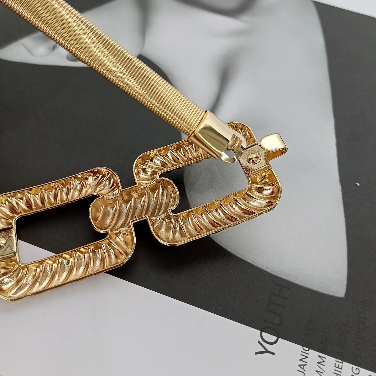 Fashion Elastic Gold Chain Belt Female Waist Adjustable Punk Silver Metal Belts For Women High Quality Luxury Dress Pant Chains