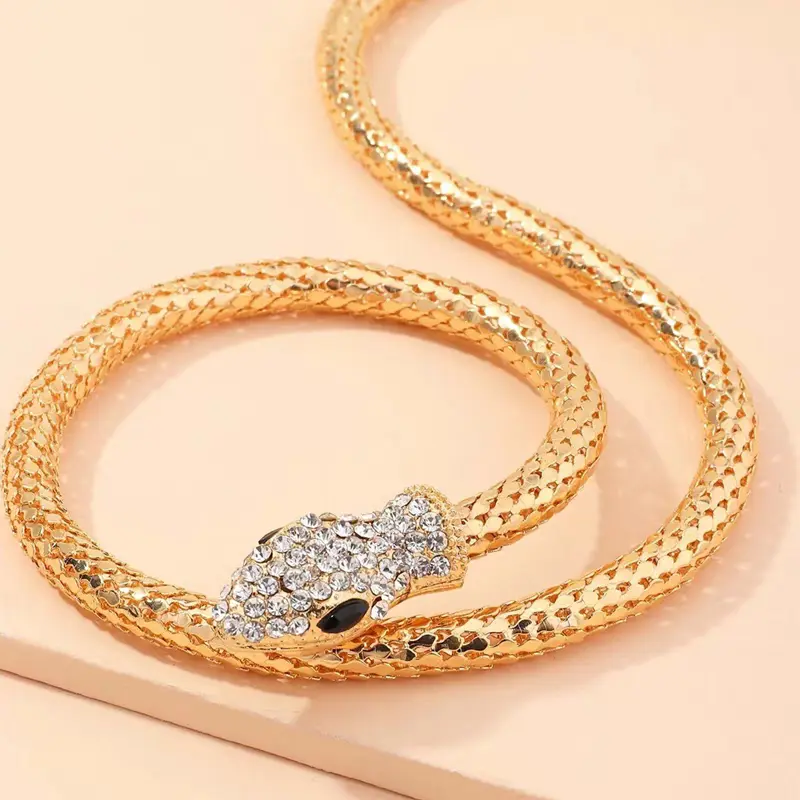 Fashion Golden Chain Belt Magnet Snake Strass Waistband Female Designer Belts For Women Luxury Brand Punk Neck Accessory