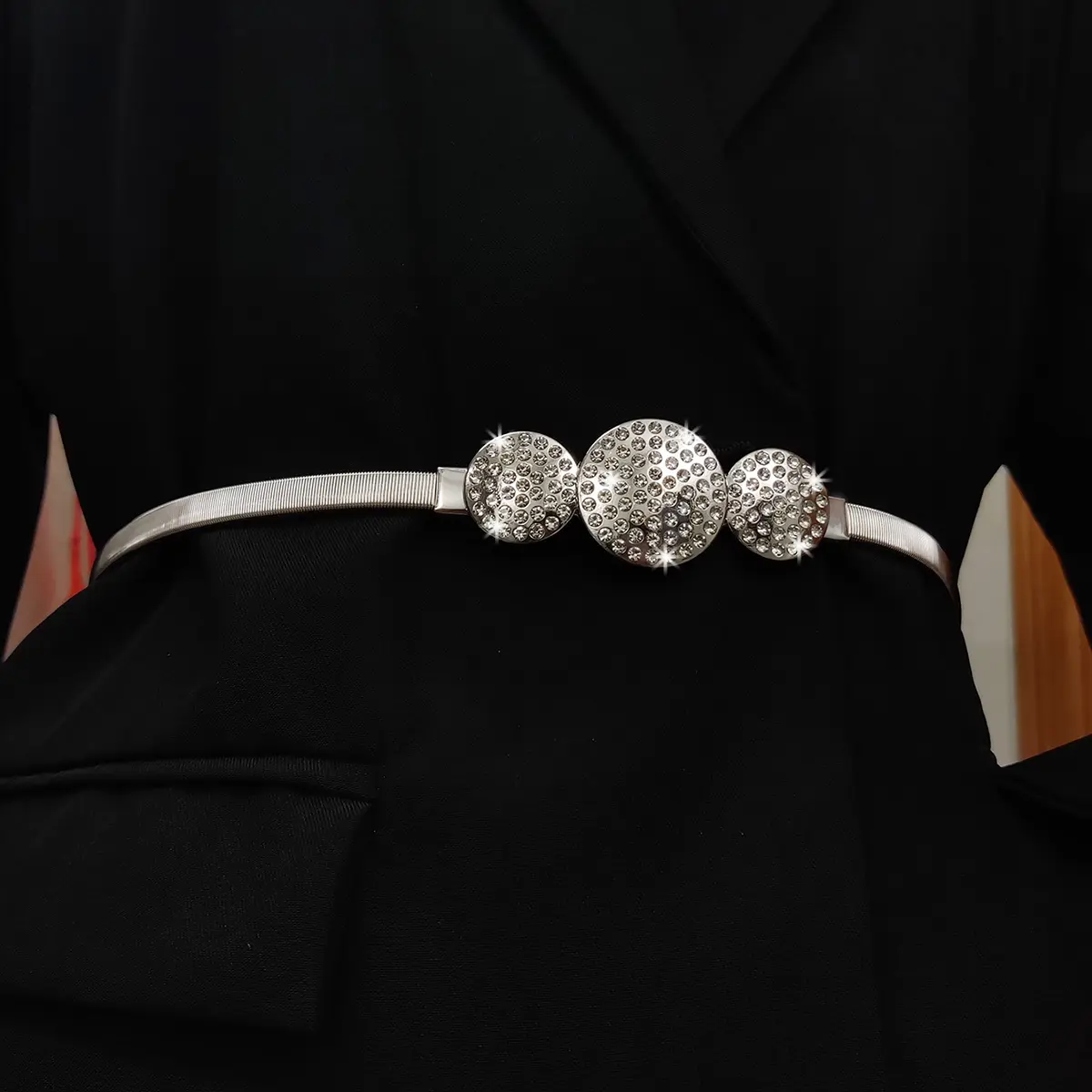 Elastic Gold Chain Belt Female Waist Punk Y2K Silver Metal Rhinestone Belts For Women High Quality Luxury Golden Waistband