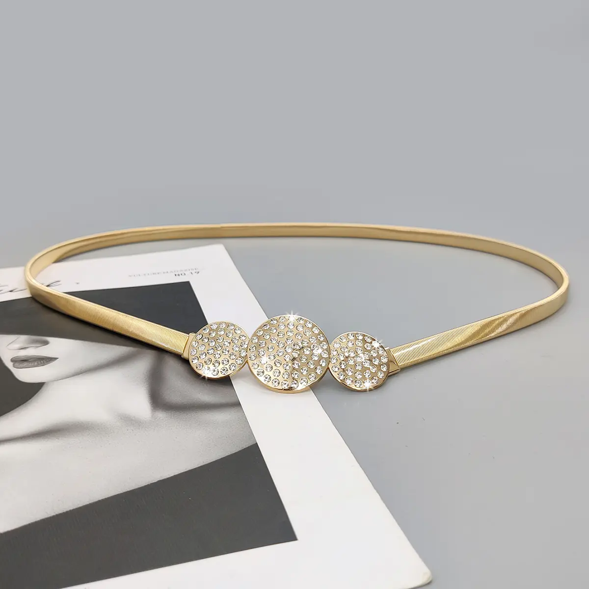 Elastic Gold Chain Belt Female Waist Punk Y2K Silver Metal Rhinestone Belts For Women High Quality Luxury Golden Waistband