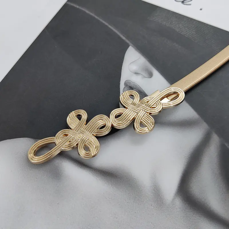 Retro Style Gold Chain Belt Female Waist Elastic Desinger Belts For Women High Quality Luxury Brand Punk Metal Dress Waistband