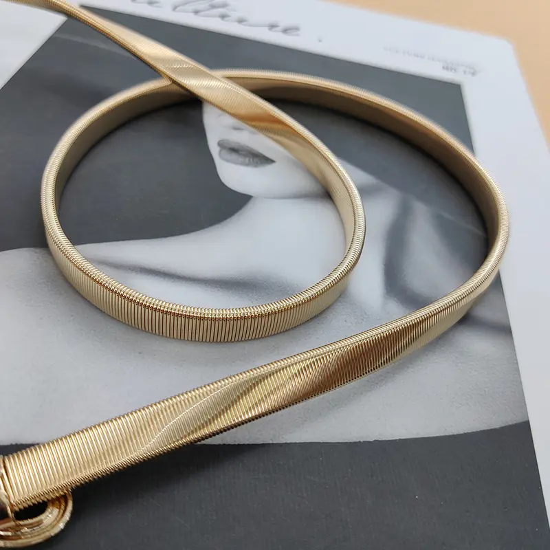 Retro Style Gold Chain Belt Female Waist Elastic Desinger Belts For Women High Quality Luxury Brand Punk Metal Dress Waistband
