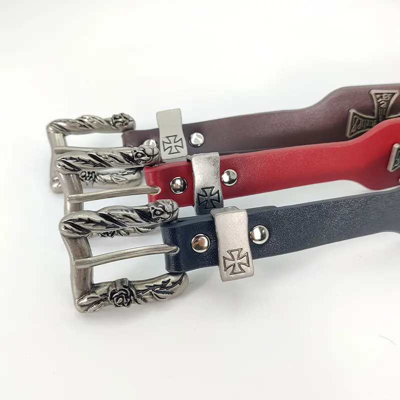 Unisex Cross Jeans Belt FeMale Gothic Accessory Punk Y2k Designer Belts For Women Hip hop Plus Size Rivet Black Men's Belt male