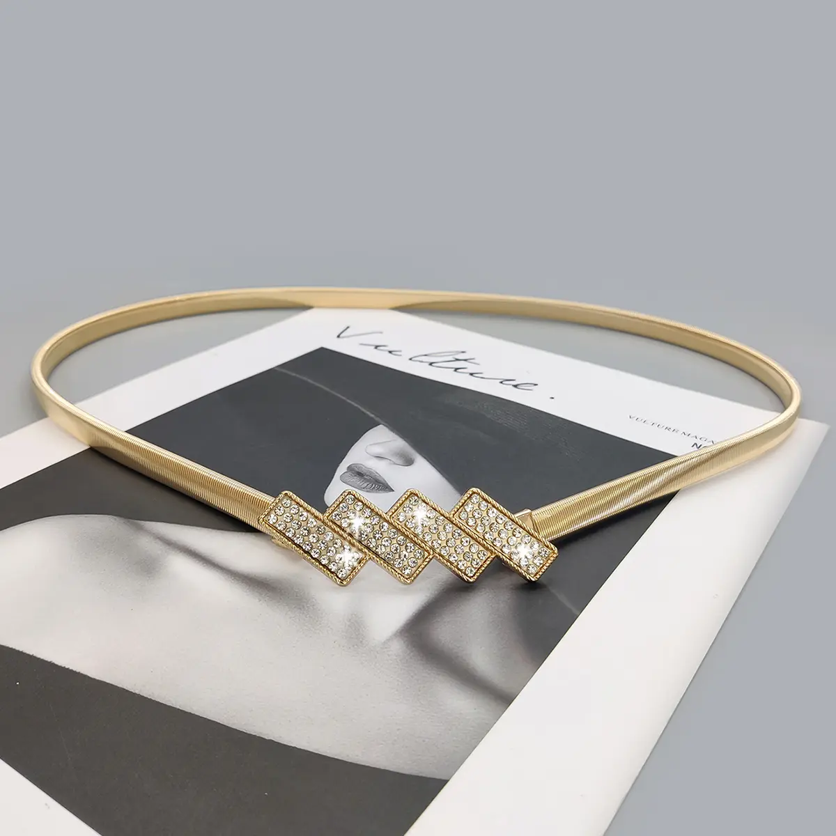 Elastic Gold Chain Belt Female Waist Punk Y2K Silver Metal Rhinestone Belts For Women High Quality Luxury Golden Waistband