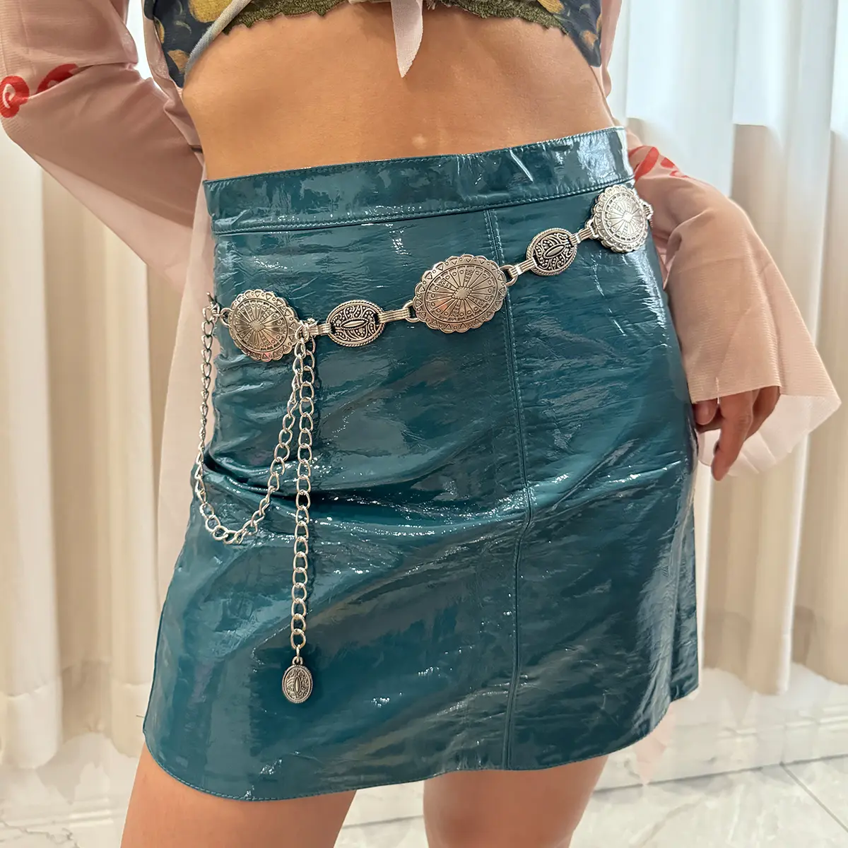 Designer Belts For Women High Quality Y2K Goth Female Waist Tassel Belly Dance Waist Chain Adjustable Long Golden Belt Punk