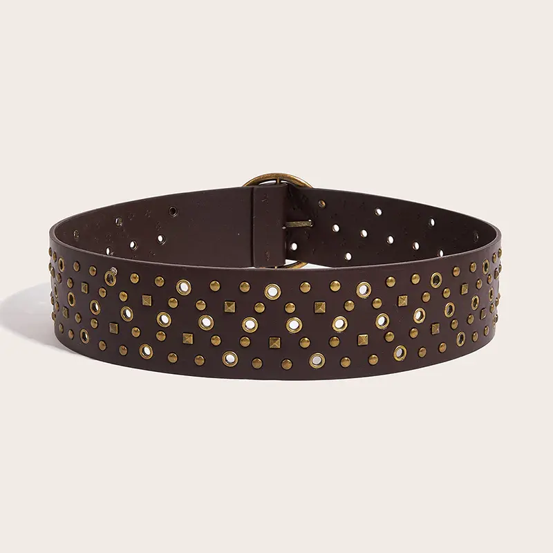 Plus Size Designer Belts For Women High Quality Punk Goth Rivet Big Waistband Wide Jeans Belt Vintage Black Corset Adjustable