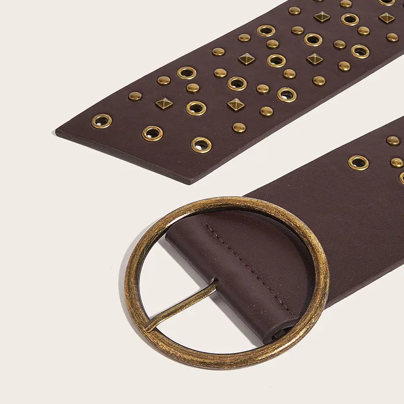 Plus Size Designer Belts For Women High Quality Punk Goth Rivet Big Waistband Wide Jeans Belt Vintage Black Corset Adjustable