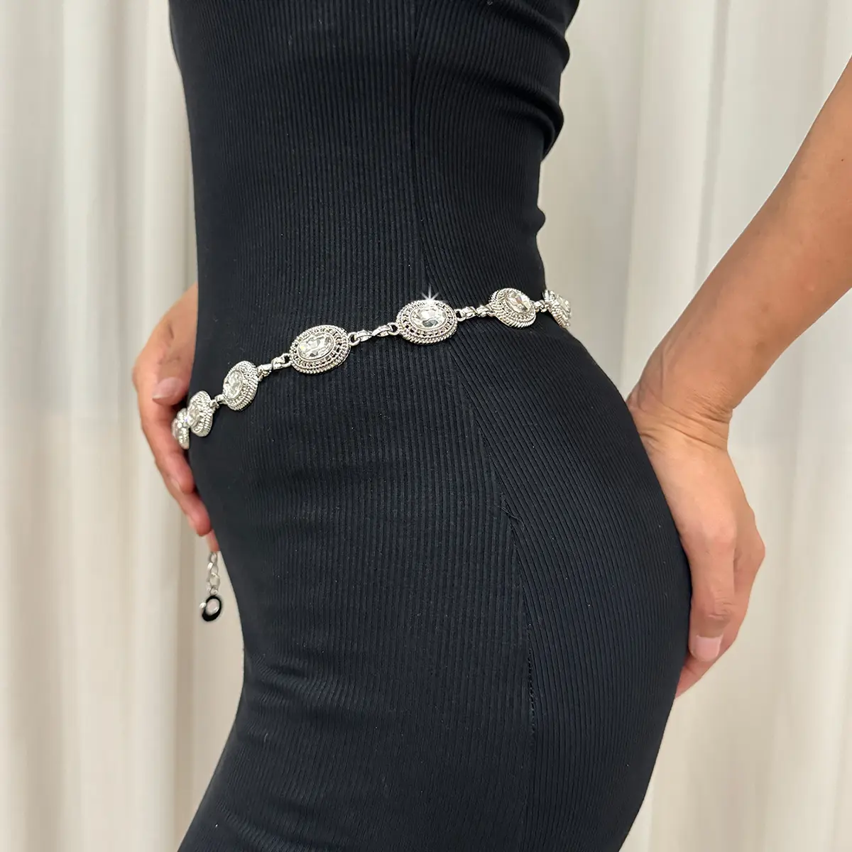 Rhinestone Gold Chain Belt Female Waist Y2K Silver Metal Punk Designer Belts For Women Luxury Strass Dress Waistband