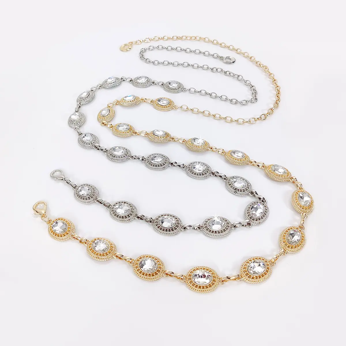 Rhinestone Gold Chain Belt Female Waist Y2K Silver Metal Punk Designer Belts For Women Luxury Strass Dress Waistband