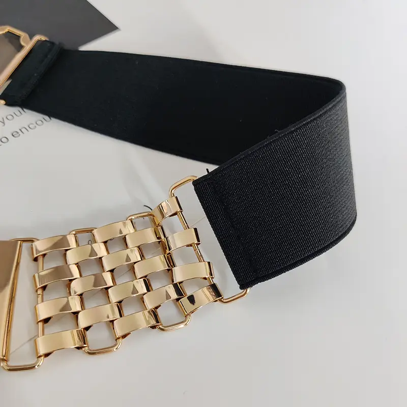 Fashion Elastic Gold Chain Belt Rhinestone Designer Belts For Women High Quality Luxury Stretch Cummerbunds Black Corset