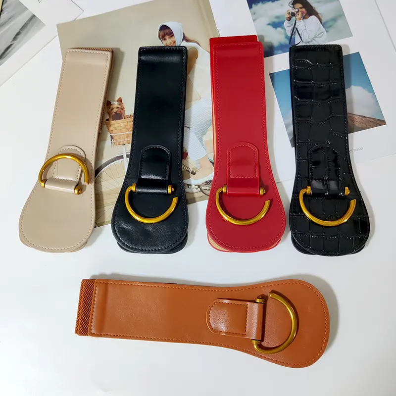 Designer Belts For Women High Quality Luxury Female Waist Stretch Cummerbunds Black Elastic Corset Belt Big Dress Waistband
