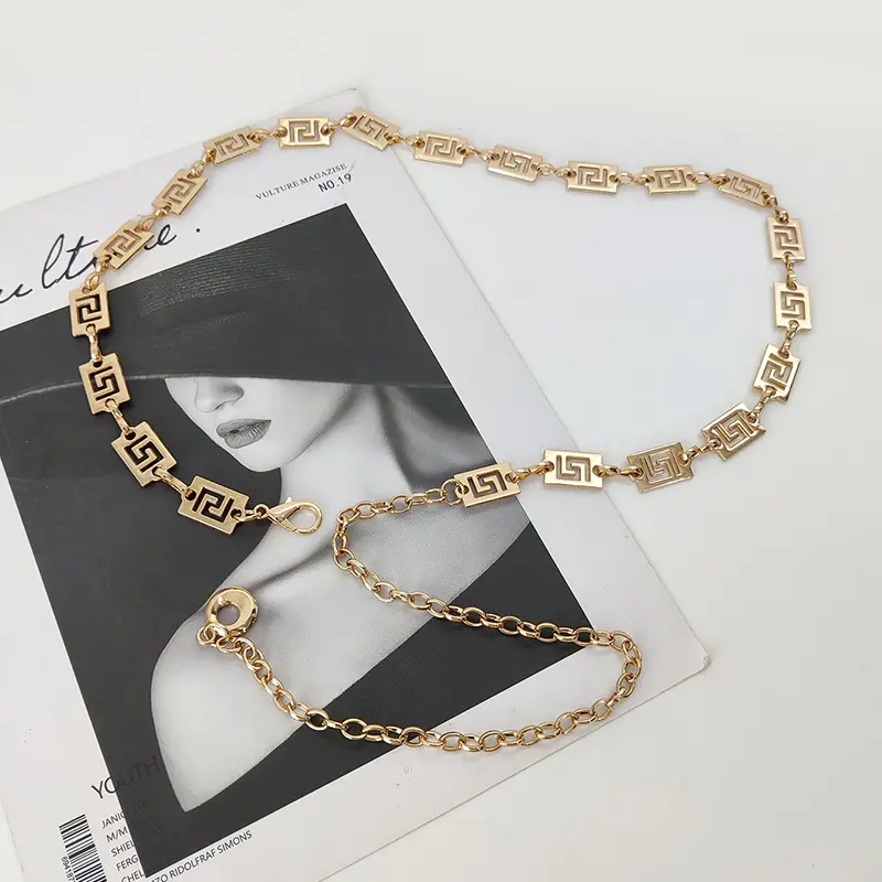 "Retro Style Women's Metal Waist Chain Accessories Decorative Golden Chain belt Goth Silver Waistband Adjustable Belts "