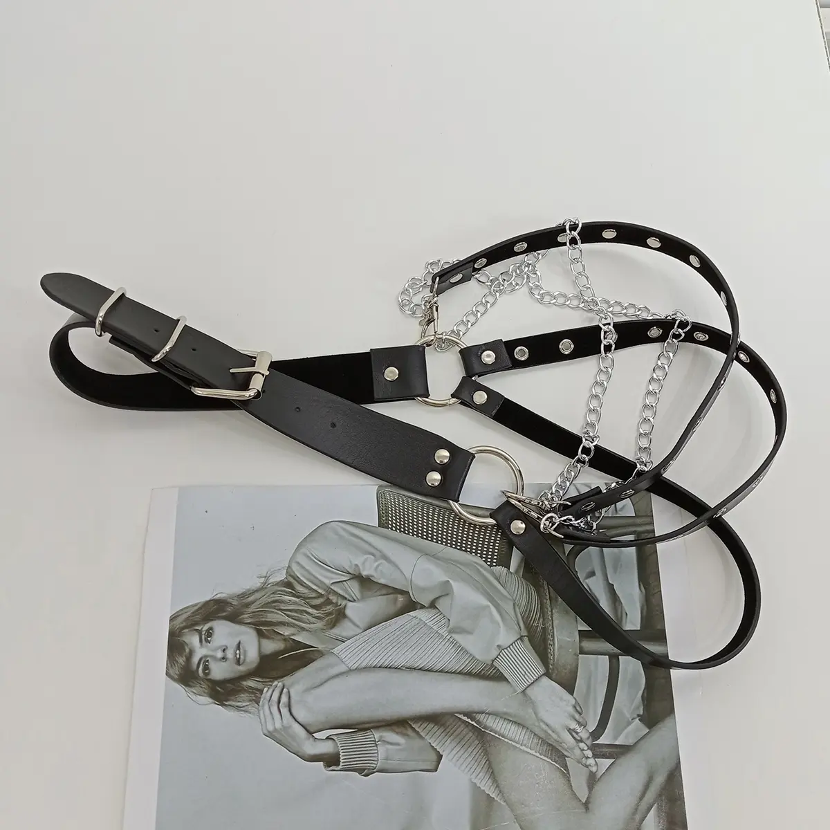 Punk Goth Tassel Corset Belt Black Female Waist Chain Belts For Women High Quality Adjustable Waistband Rivet Inlay Cummerbunds