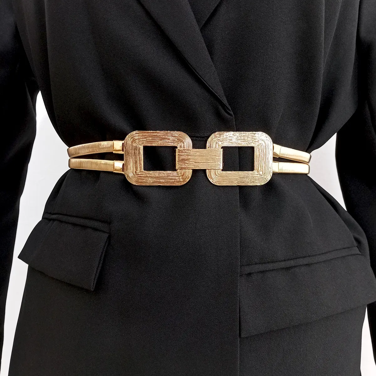 Designer Elastic Silver Chain Belts For Women High Quality Stretch Cummerbunds Gold Waist Corset Belt Female Waistband