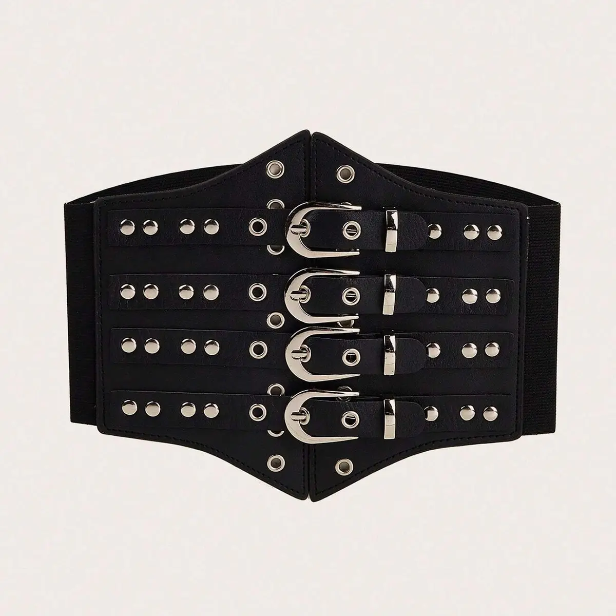 Wide Y2K Black Elastic Designer Belts For Women High Quality Female Waist Goth Rivet Stretch Corset Belt Dress Cummerbunds Big