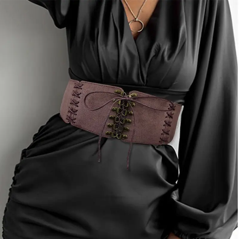 Wide Corset Belt Women High-end Luxury Brands Deerskin PU Cummerbund Hip Hop Belt Female Punk Gothic Y2K Waistband for women